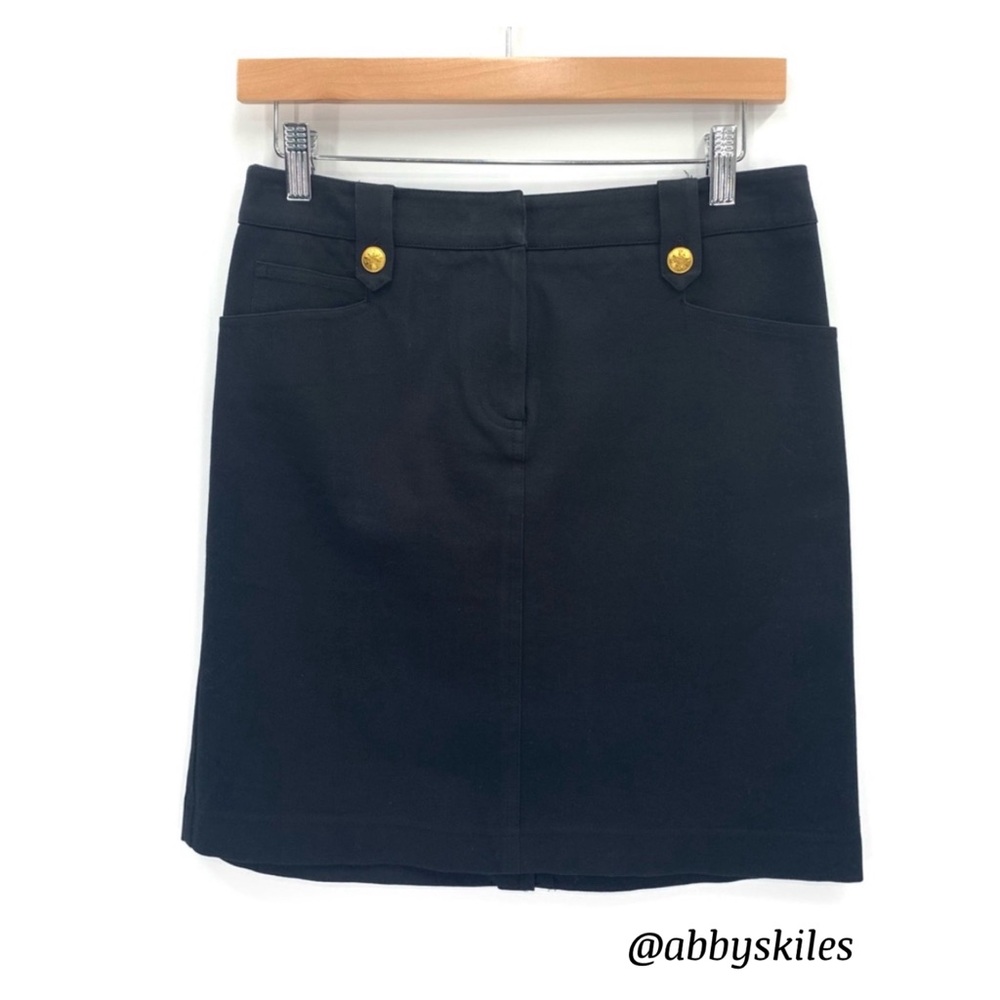 J. McLaughlin Skirt Black Nautical Gold Tone Buttons Mini Skirt Size 4